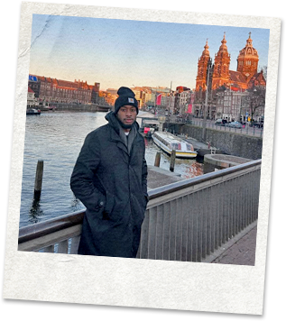 Ennis Thomas during his postgraduate experience in the UK